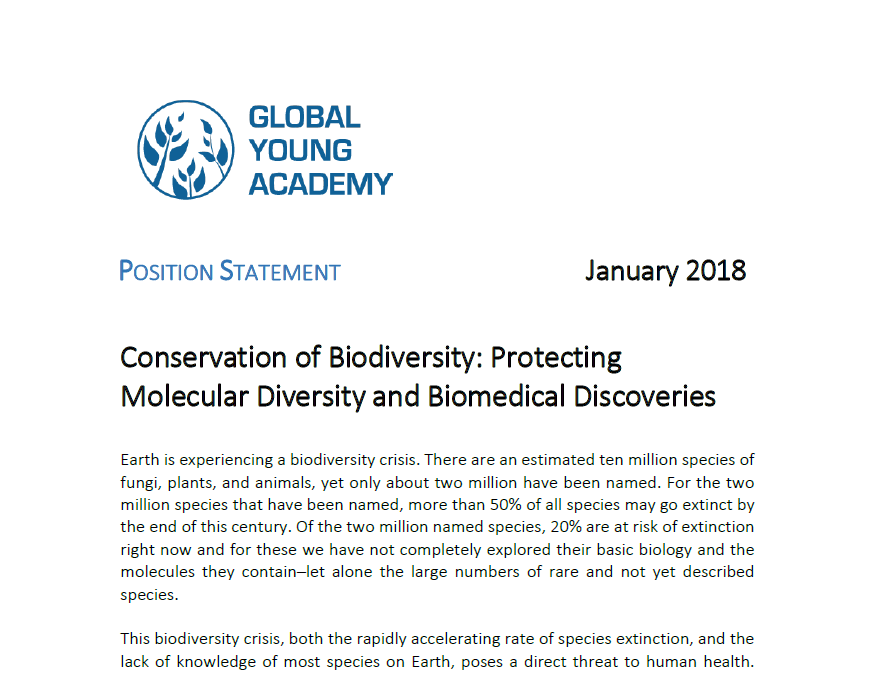 Position Statement on Conservation of Biodiversity: Protecting Molecular Diversity and Biomedical Discoveries