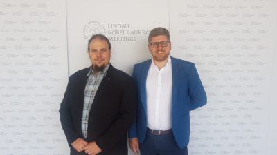 GYA members Michael Backes and Bartlomiej Kolodziejczyk at the 2019 Lindau Nobel Laureate Meeting