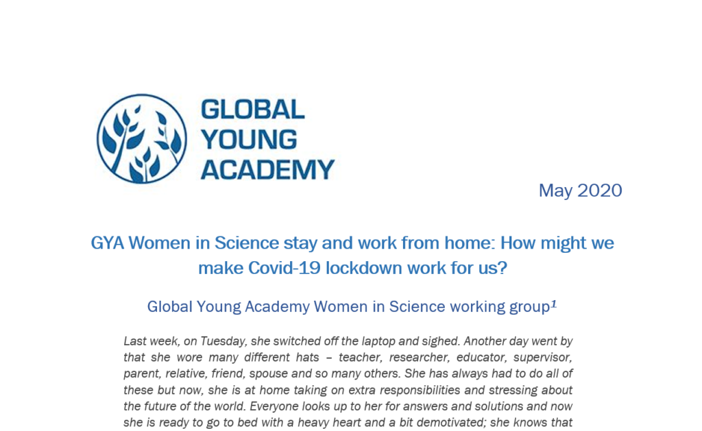 GYA Women in Science stay and work from home: How might we make Covid-19 lockdown work for us?