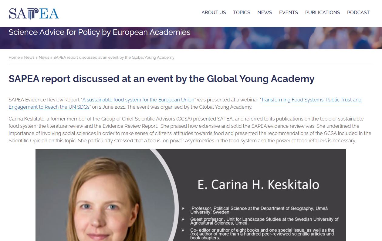 SAPEA report discussed at an event by the Global Young Academy