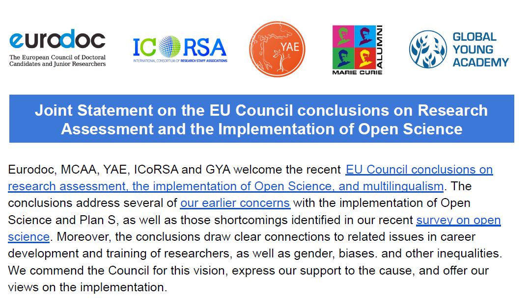 GYA releases joint statement on EU Council conclusions on research assessment and open science